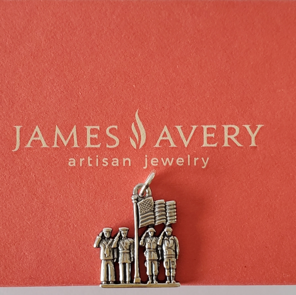 James Avery Silver Military Armed Services Forces Veteran Charm - Retired Design